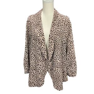 Torrid Tan Brown Animal Print Open Front Collared Cardigan Long Sleeve Plus Size